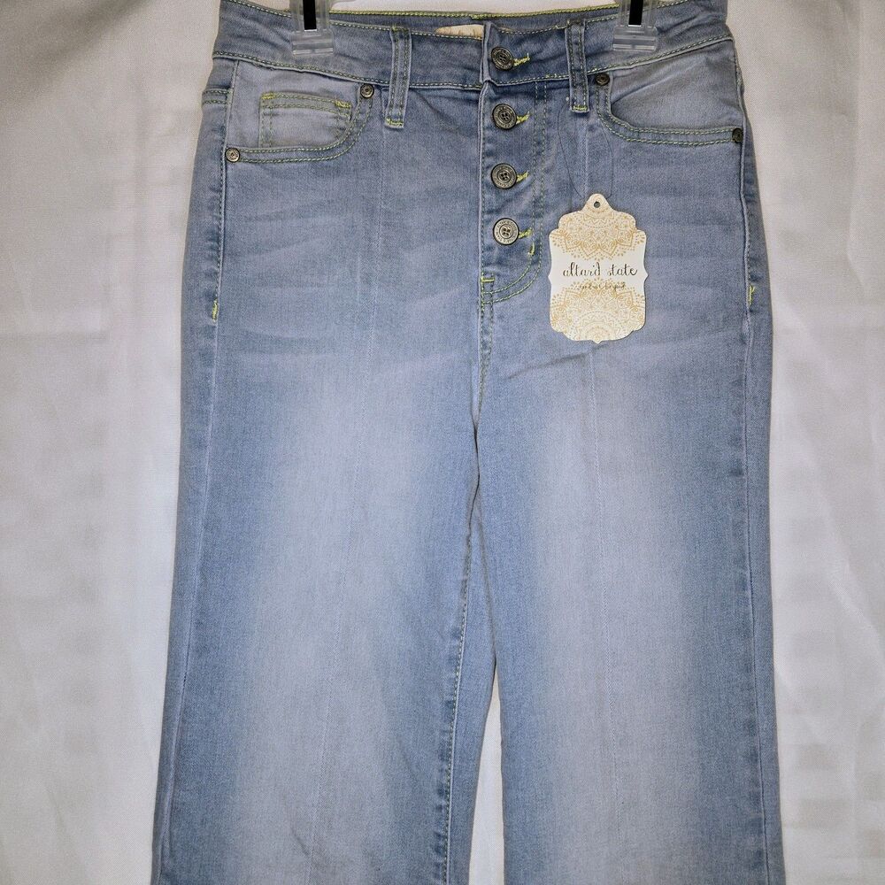 ALTAR'D STATE Jeans Flared Bottoms Boho LightBlue HighRise Women Size 24 Med NEW - Picture 5 of 11